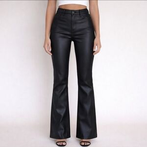 Edikted black coated flare pants size S